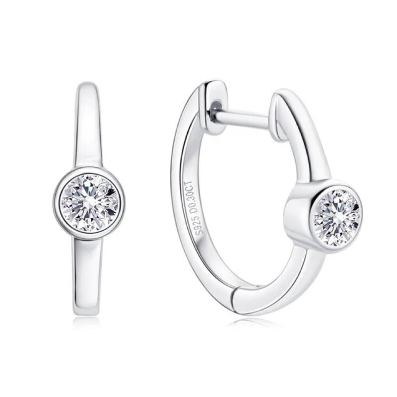 Bezel Moissanite Hoop Earrings