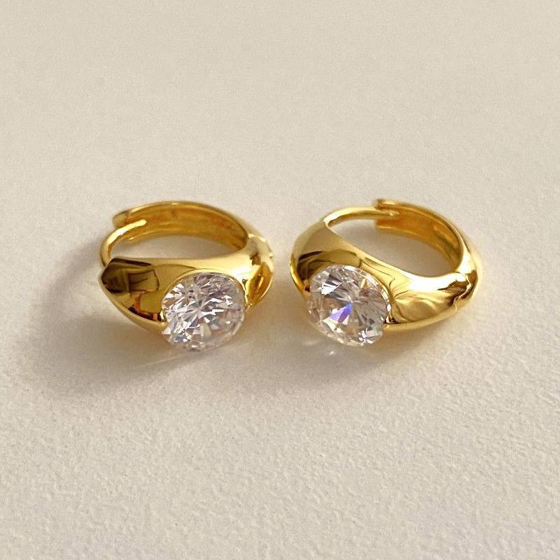 Bezel Round Moissanite Hoop Earrings