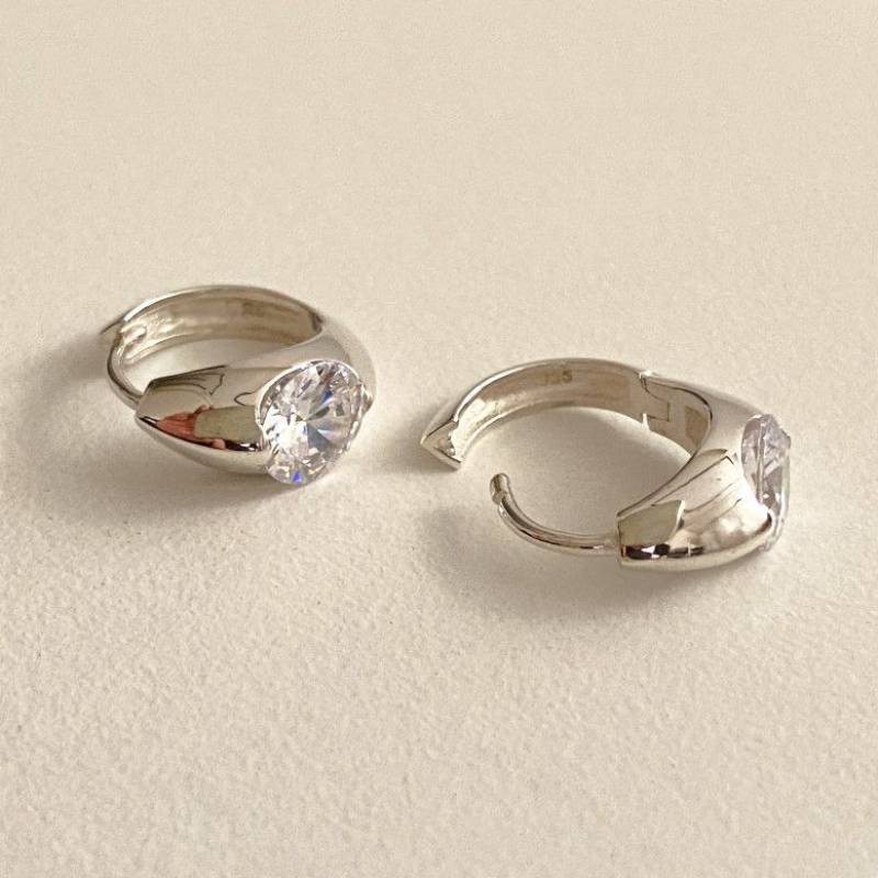 Bezel Round Moissanite Hoop Earrings