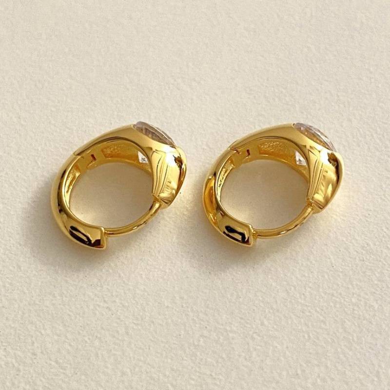 Bezel Round Moissanite Hoop Earrings