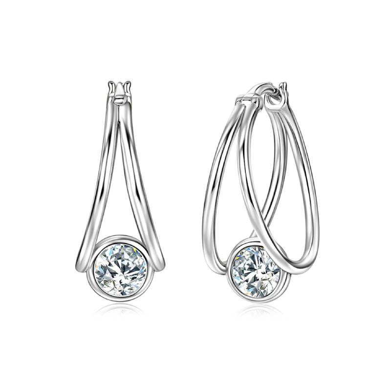Double Layered Moissanite Hoop Earrings