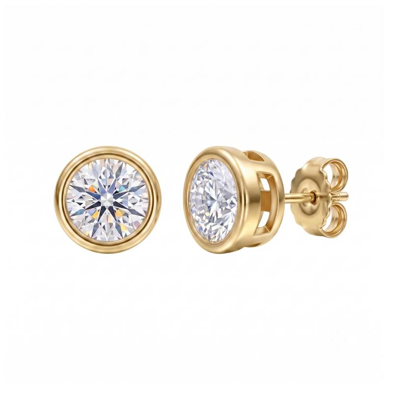 Special Bezel Setting Moissanite Stud Earrings