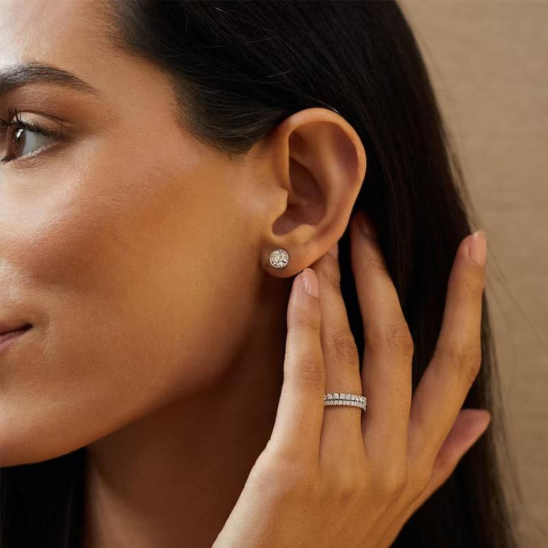 Valery Bezel Moissanite Stud Earrings
