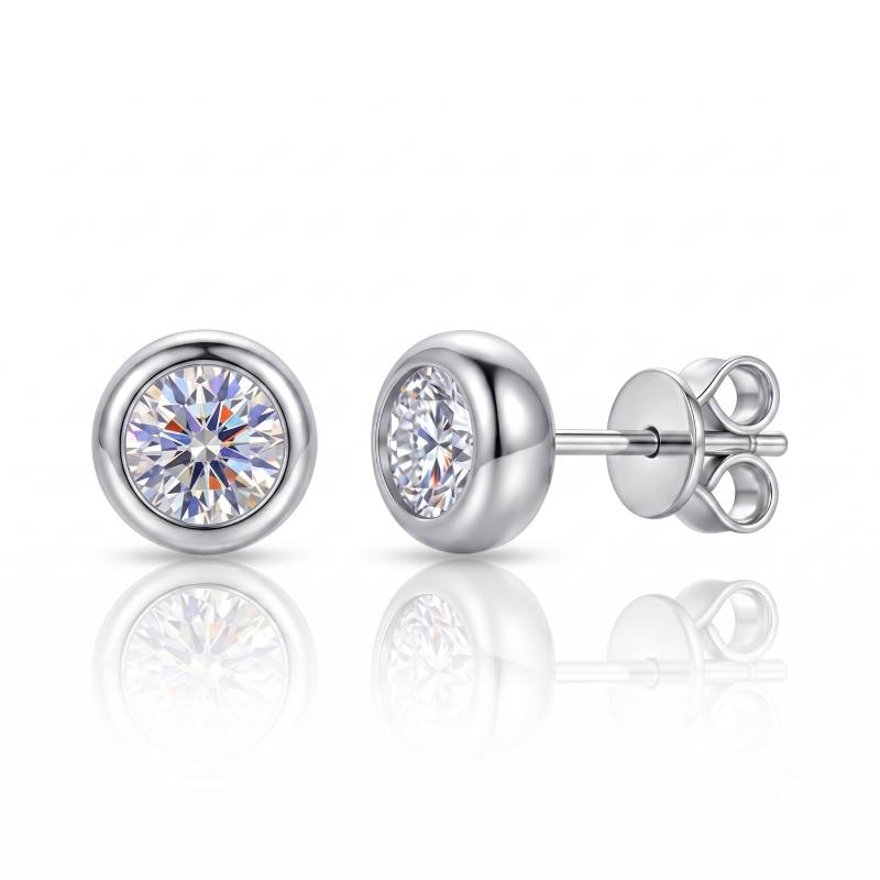 Valery Bezel Moissanite Stud Earrings