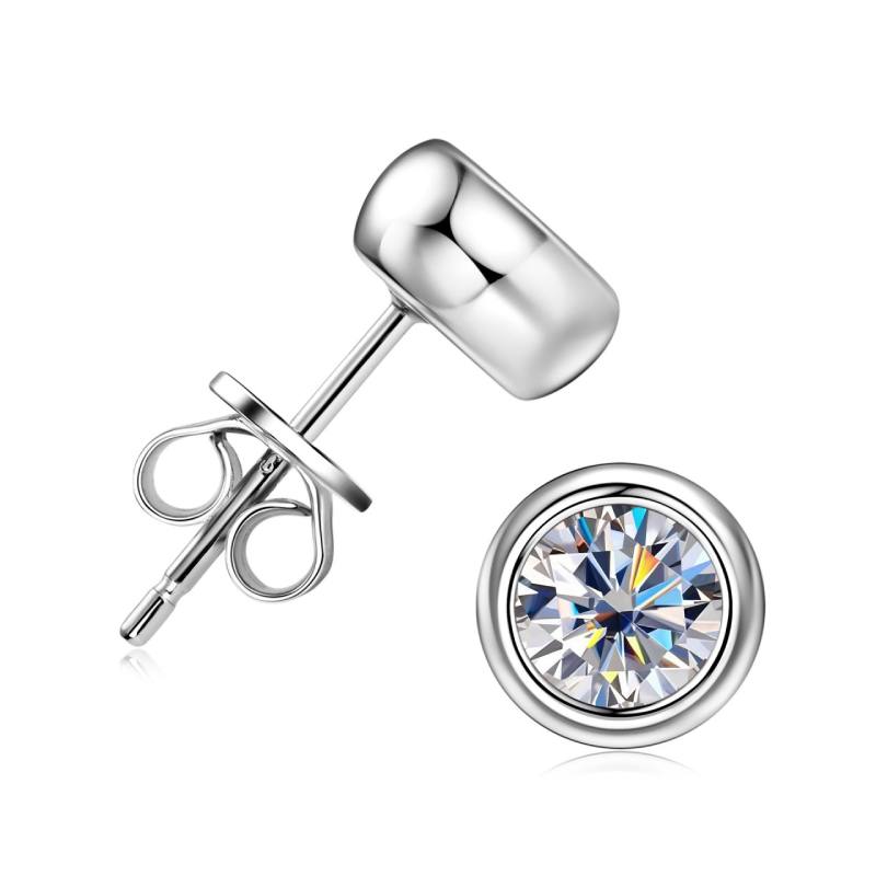 Valery Bezel Moissanite Stud Earrings