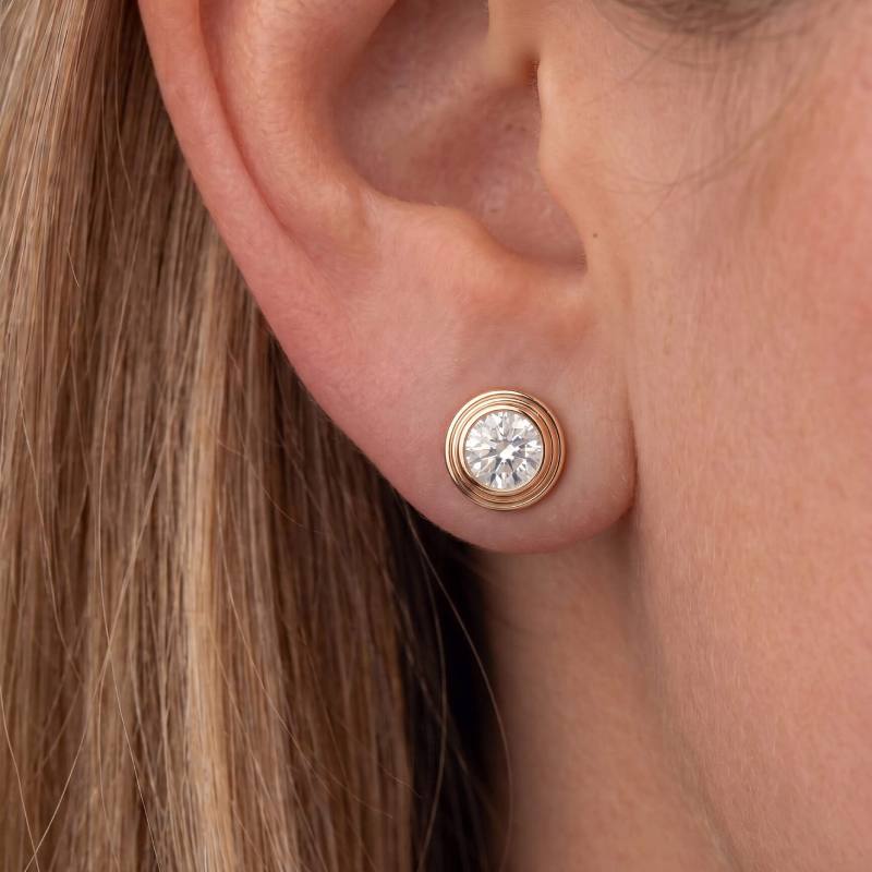 Triple Bubble Moissanite Stud Earrings