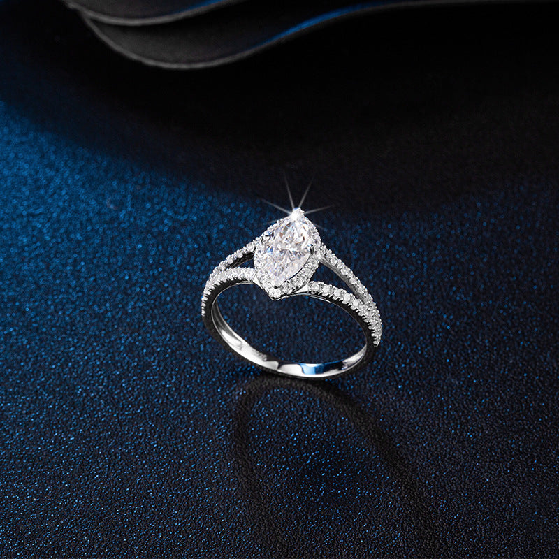 Marquise Shape Y-Arm Moissanite Ring 1.0 ct-VOOGME