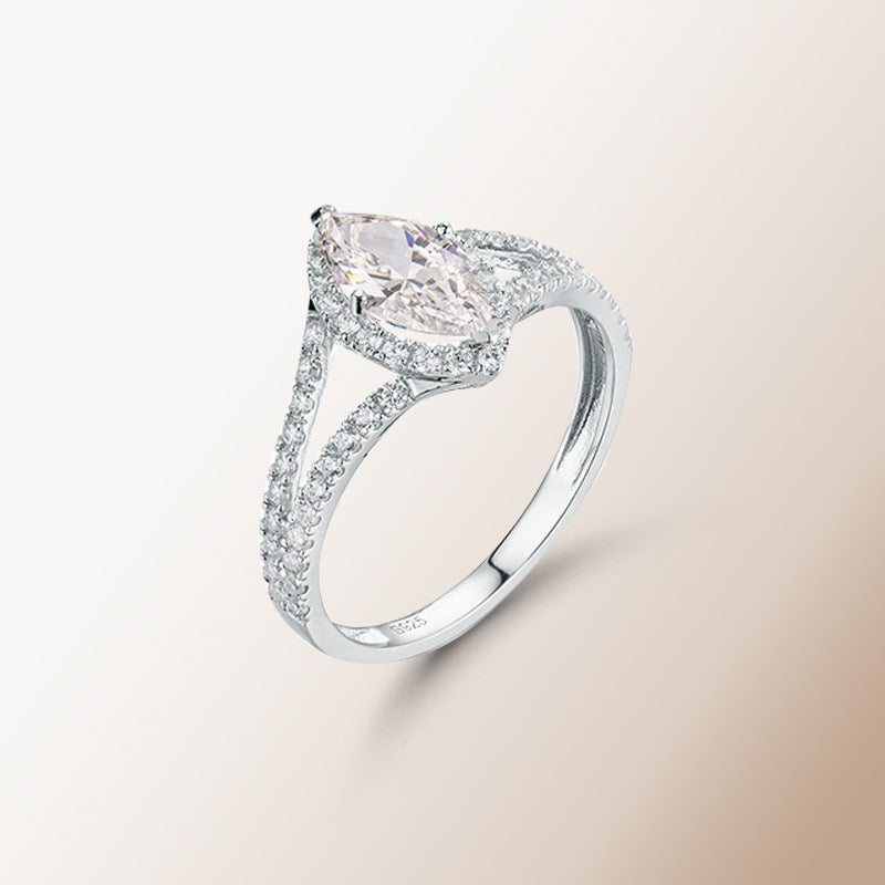 Marquise Shape Y-Arm Moissanite Ring 1.0 ct-VOOGME