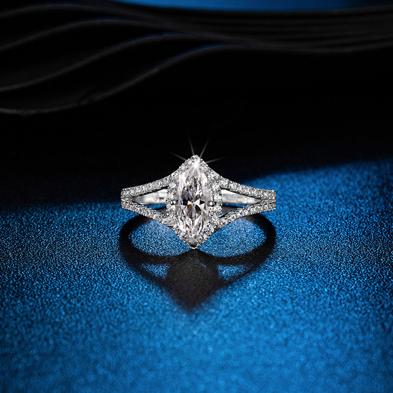 Marquise Shape Y-Arm Moissanite Ring 1.0 ct-VOOGME