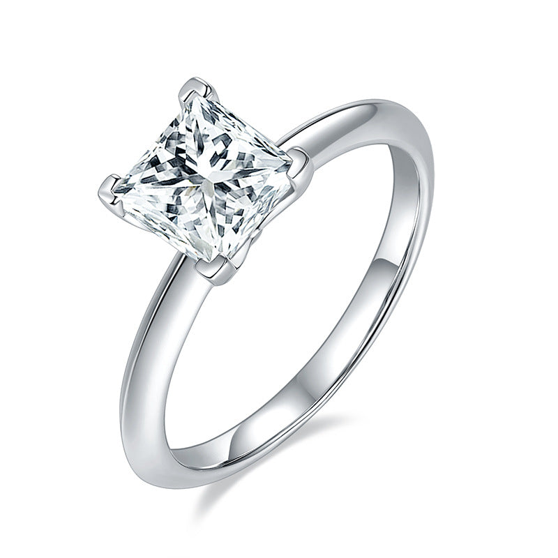 Solitaire Princess Shape Moissanite Engagement Ring 1.0 ct-VOOGME
