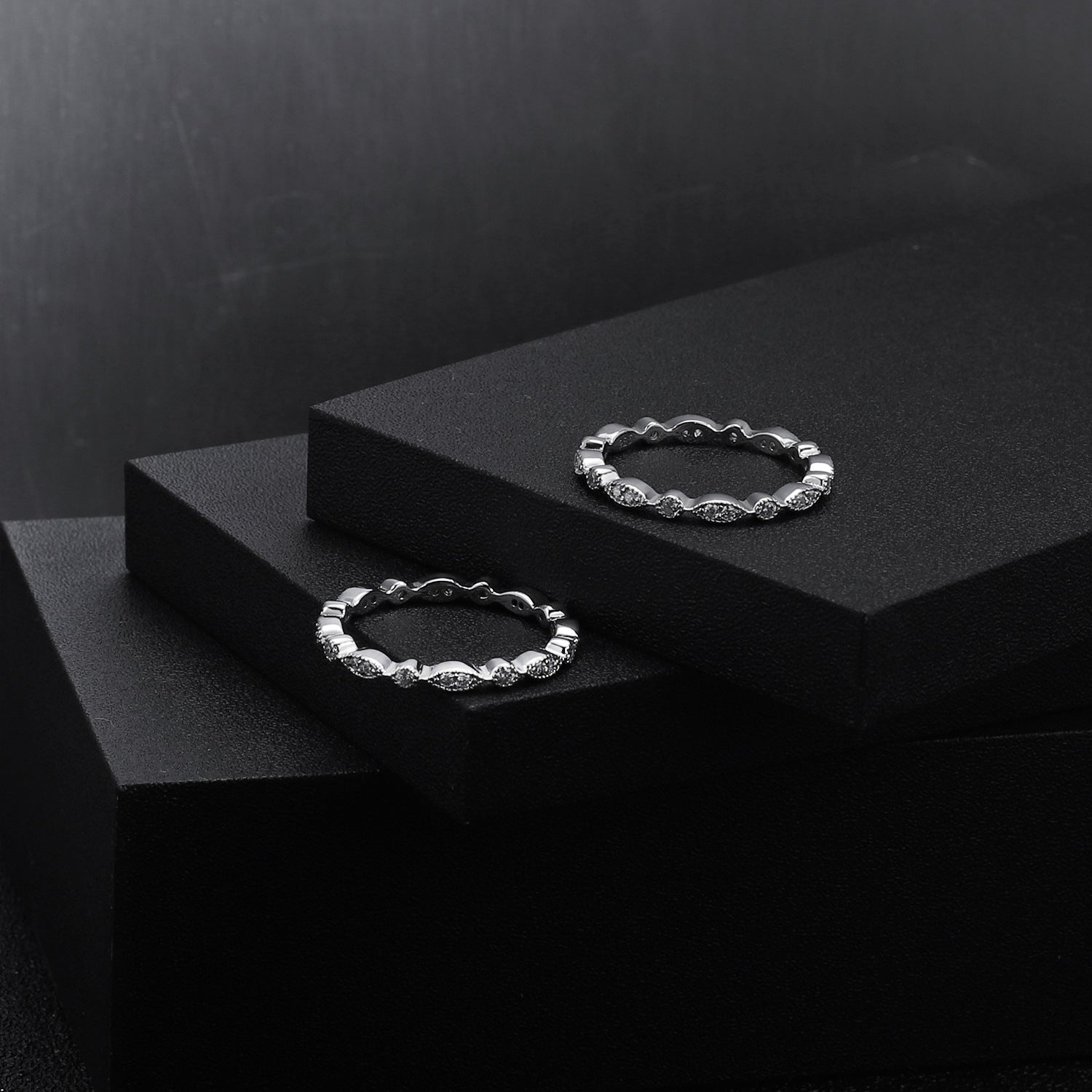 Moissanite Ladies Anniversary Wedding Row Band-VOOGME