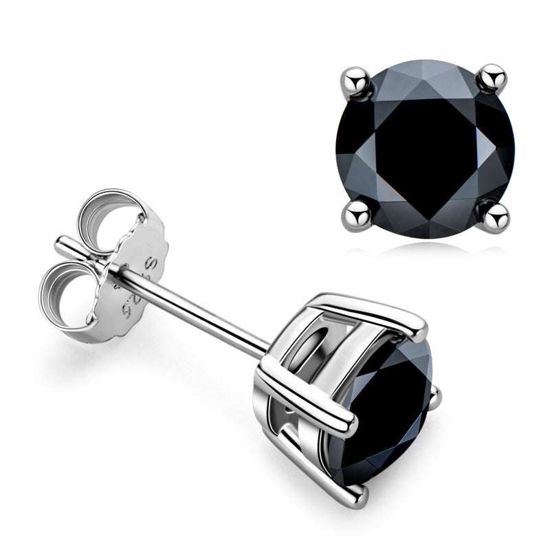 Four-Prong Black Moissanite Stud Earrings (2.0 ct.tw.)-VOOGME