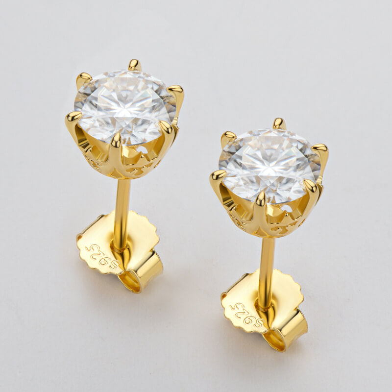 Pattern Six-Prong Moissanite Stud Earrings-VOOGME