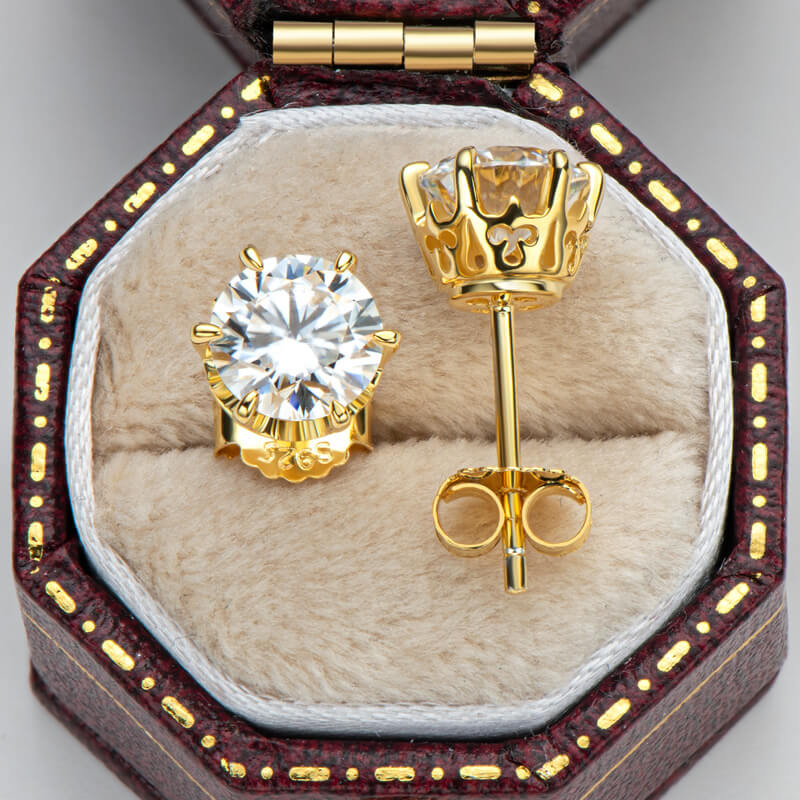 Pattern Six-Prong Moissanite Stud Earrings-VOOGME