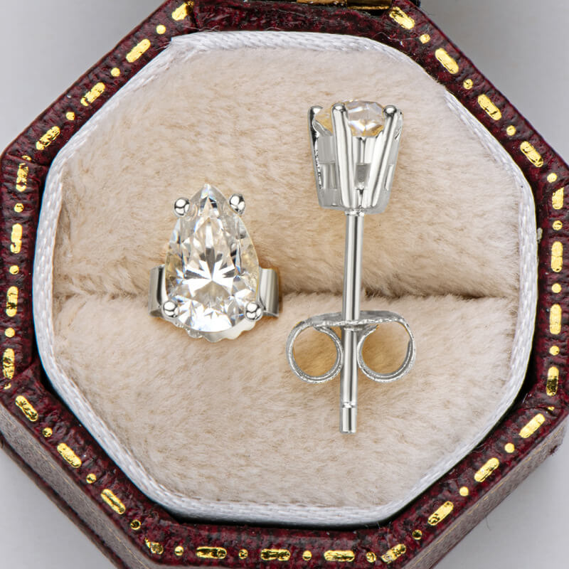 Pear Shape Moissanite Stud Earrings (2.0 ct.tw.)-VOOGME