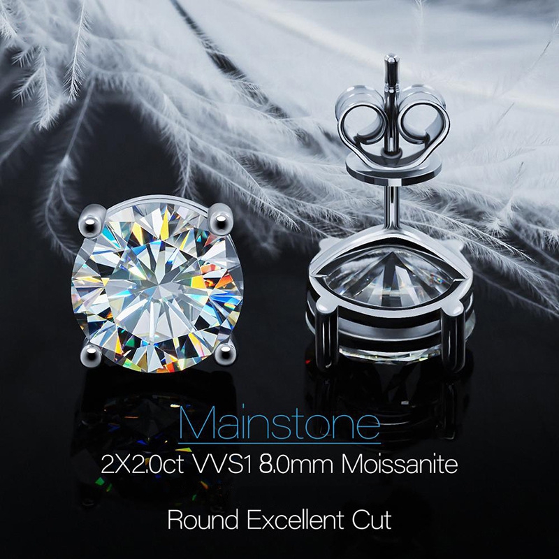 Classic Four-Prong Moissanite Stud Earrings-VOOGME