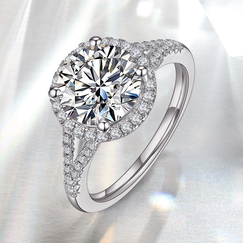 Luxury Halo Y-Arm Moissanite Engagement Ring 3.0 ct-VOOGME