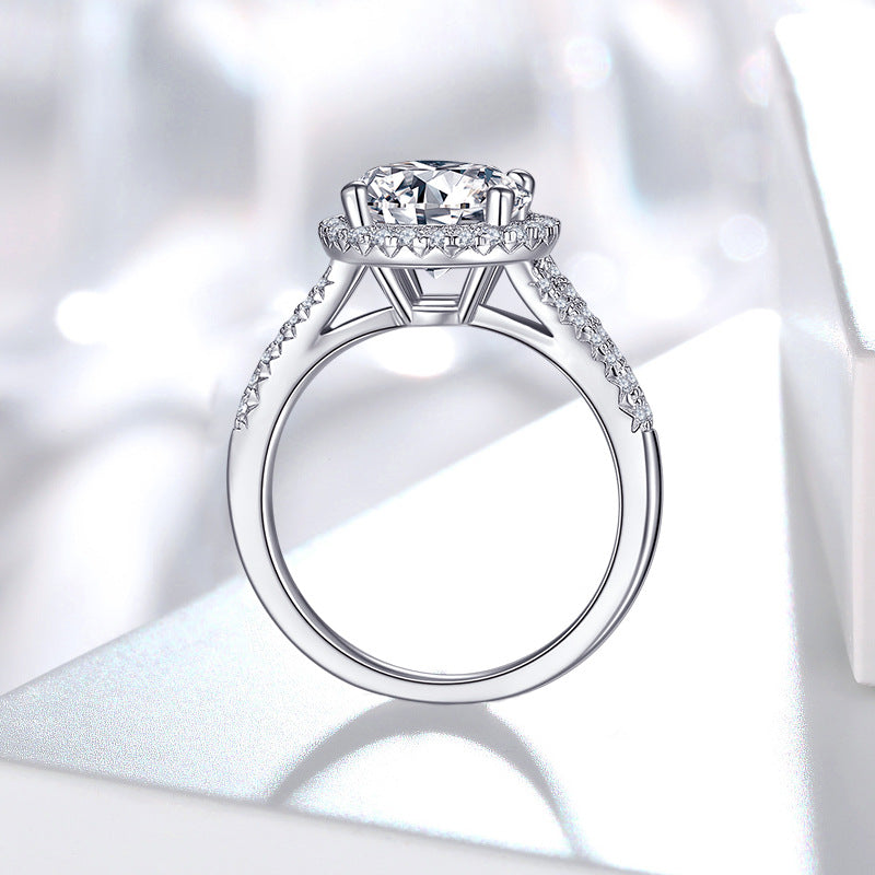 Luxury Halo Y-Arm Moissanite Engagement Ring 3.0 ct-VOOGME