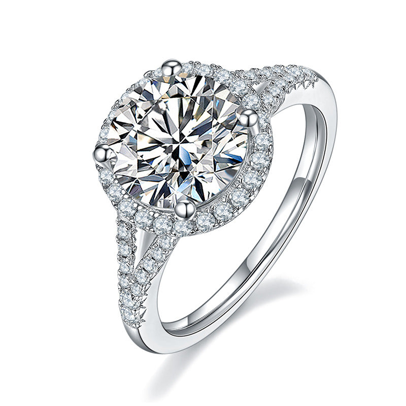 Luxury Halo Y-Arm Moissanite Engagement Ring 3.0 ct-VOOGME