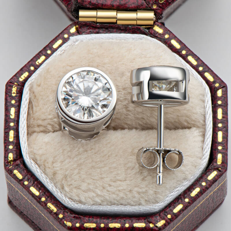 Special Bezel Setting Moissanite Stud Earrings-VOOGME