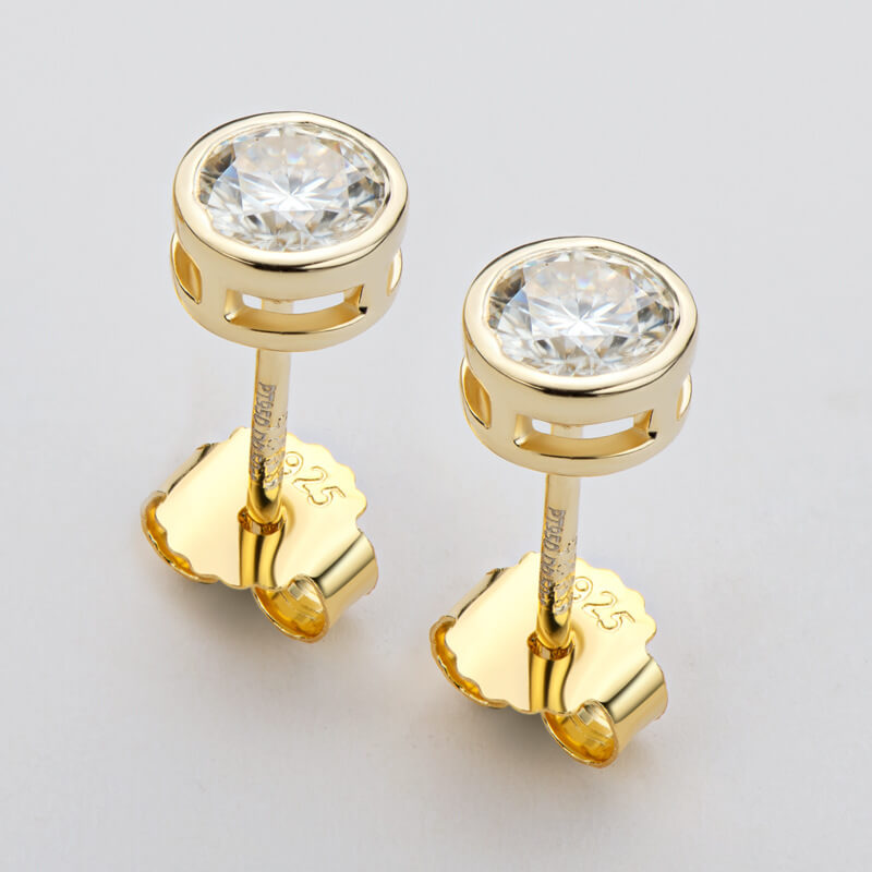 Special Bezel Setting Moissanite Stud Earrings-VOOGME