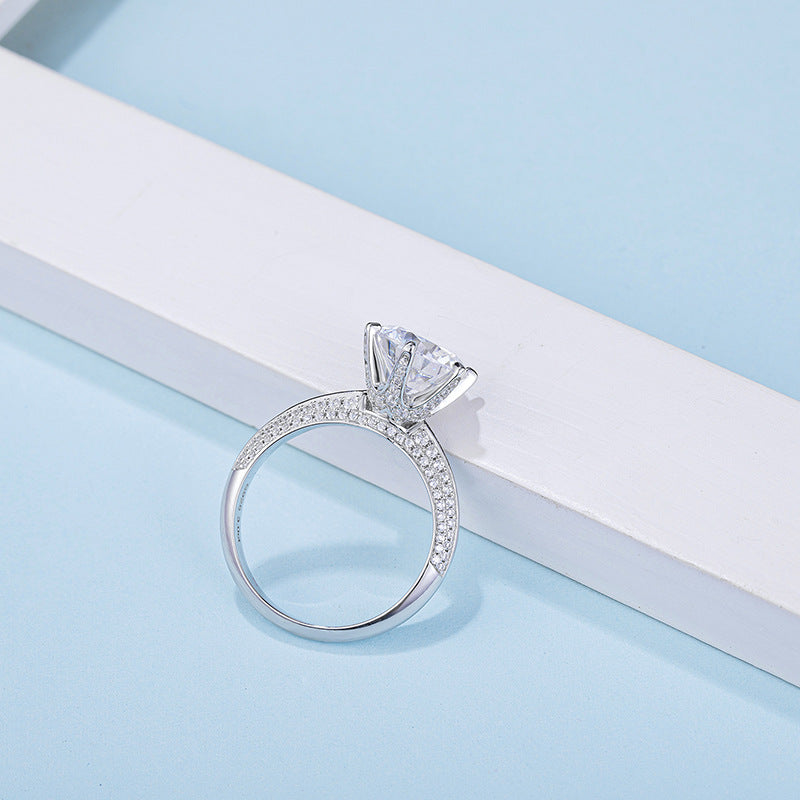 Fancy Six-Prong Moissanite Engagement Ring-VOOGME