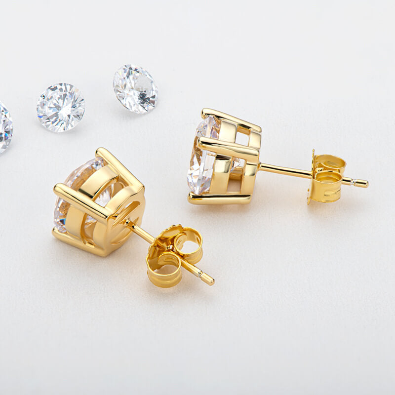 Basket Setting Four-Prong Moissanite Stud Earrings-VOOGME
