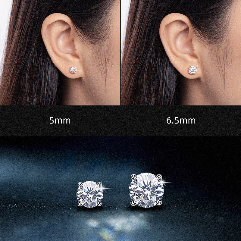 Basket Setting Four-Prong Moissanite Stud Earrings-VOOGME