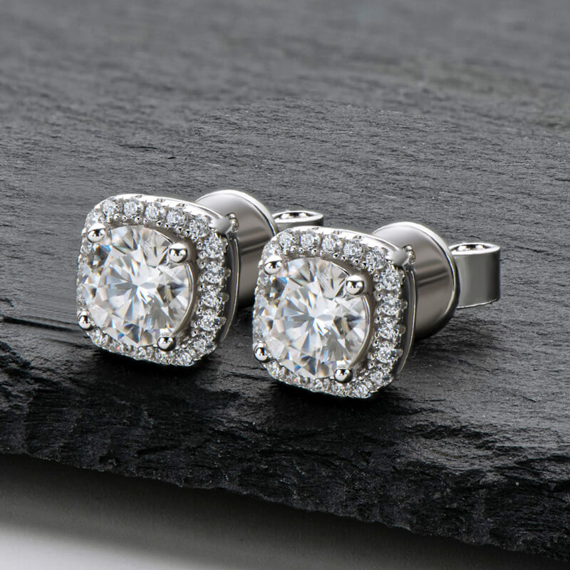 Halo Moissanite Stud Earrings (1.0 ct.tw.)-VOOGME