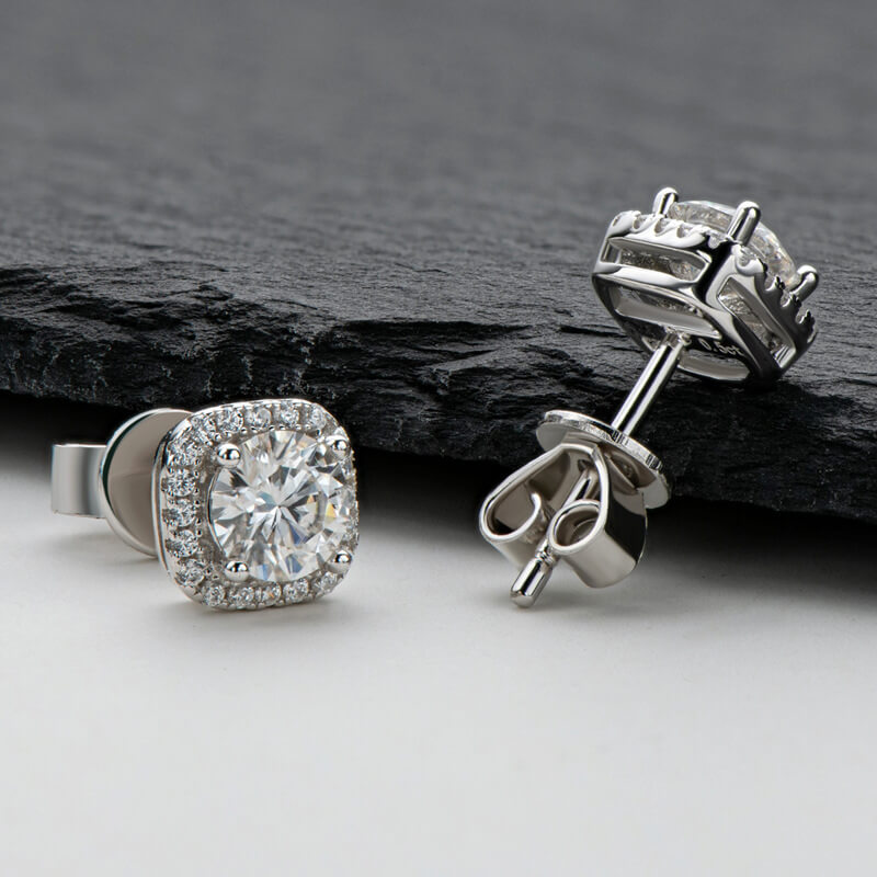Halo Moissanite Stud Earrings (1.0 ct.tw.)-VOOGME