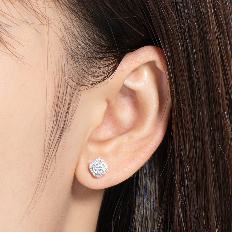 Halo Moissanite Stud Earrings (1.0 ct.tw.)-VOOGME