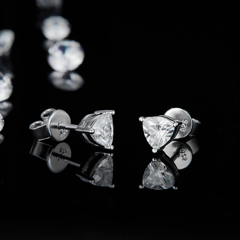 Trilliant Shape Moissanite Stud Earrings (1.0 ct.tw.)-VOOGME
