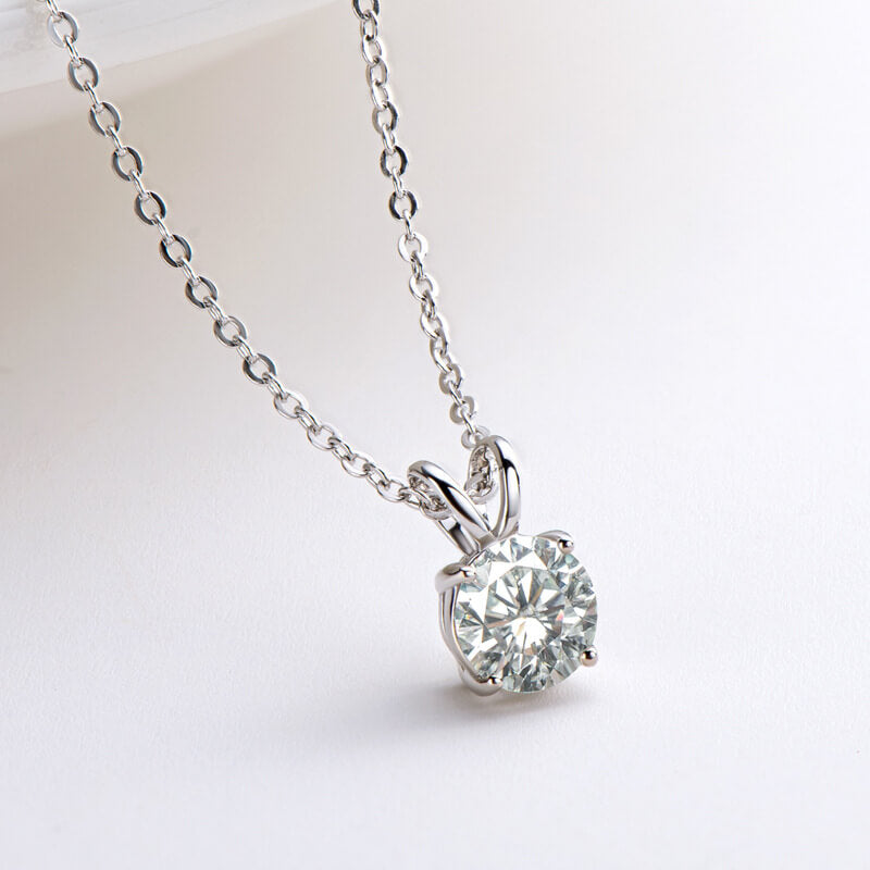 Classic Four-Prong Moissanite Pendant Necklace-VOOGME