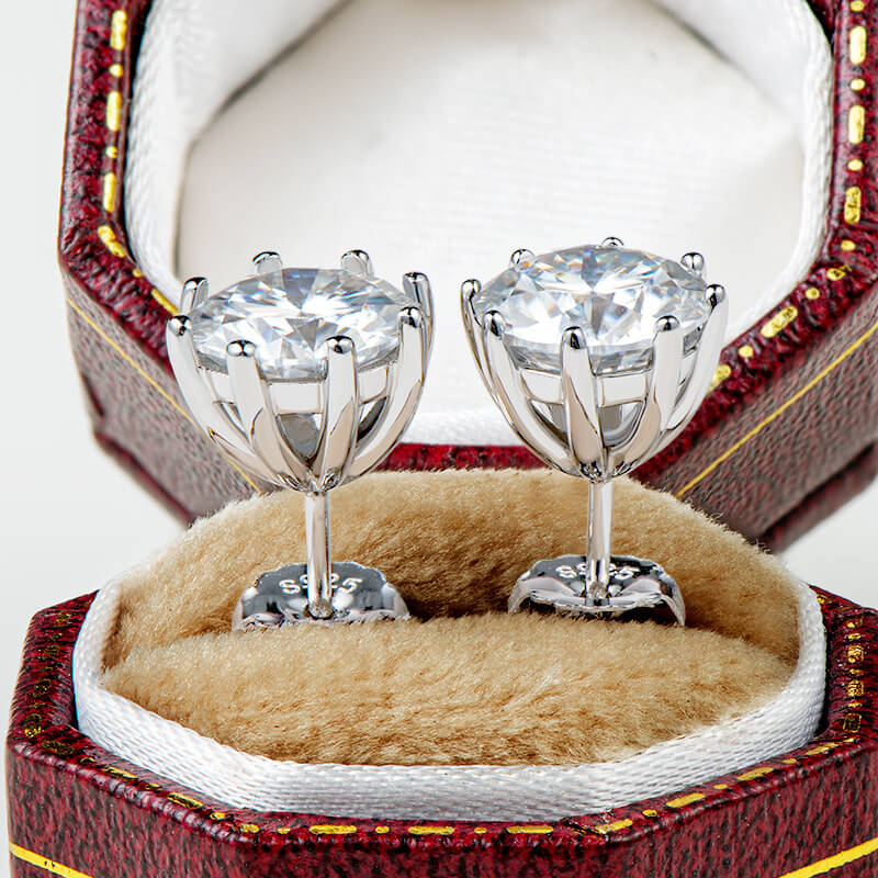 Eight-Prong Moissanite Stud Earrings-VOOGME
