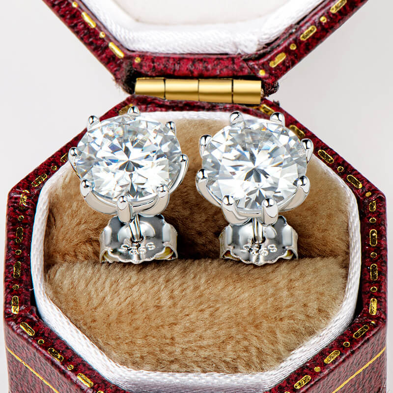 Eight-Prong Moissanite Stud Earrings-VOOGME