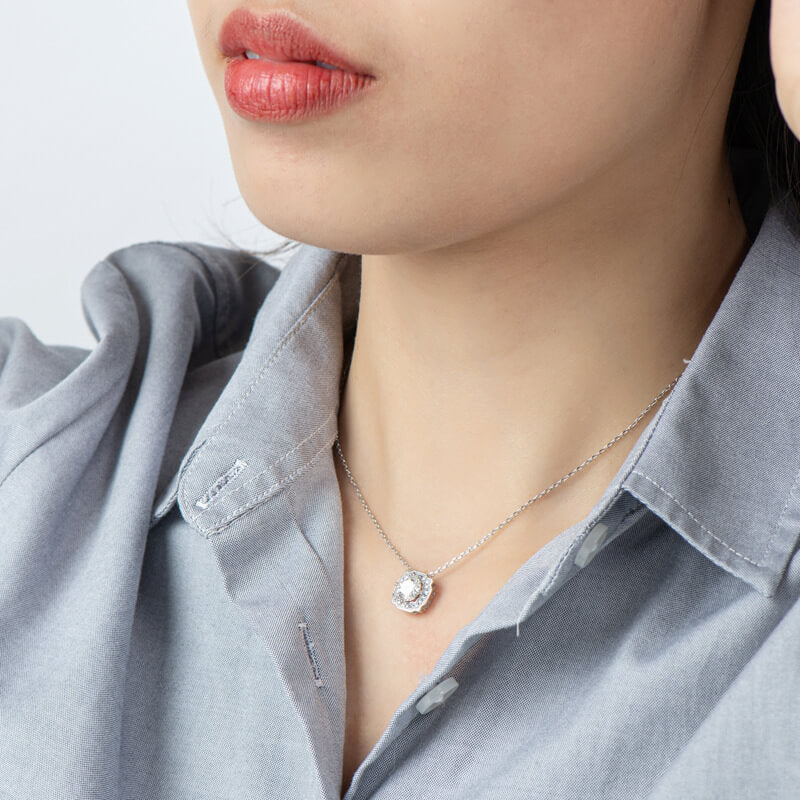 Harry Halo Moissanite Pendant 1.0 ct-VOOGME