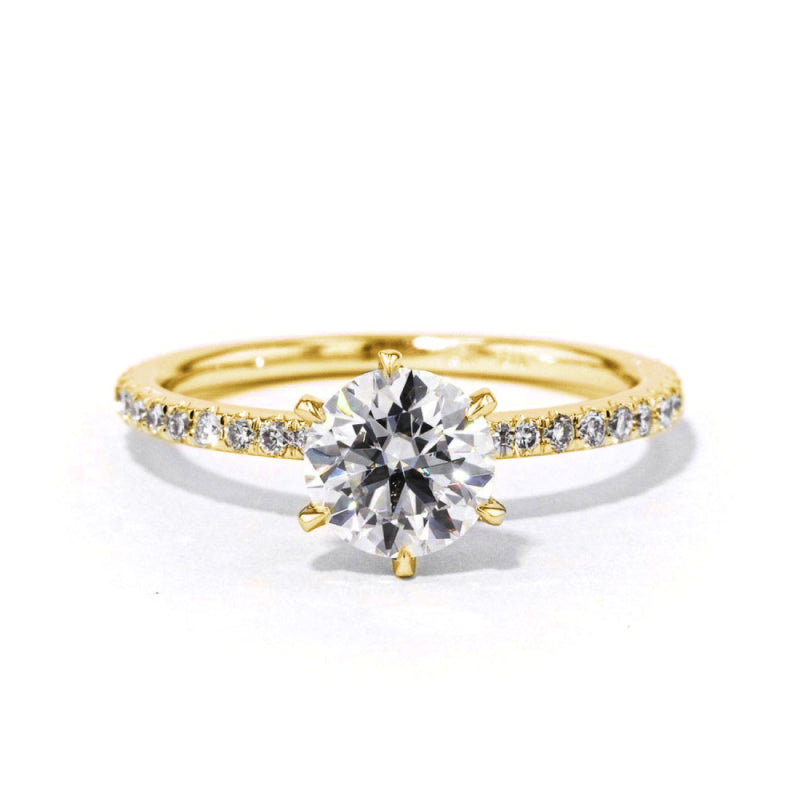 French Pave Moissanite Engagement Ring 1.0 ct-VOOGME