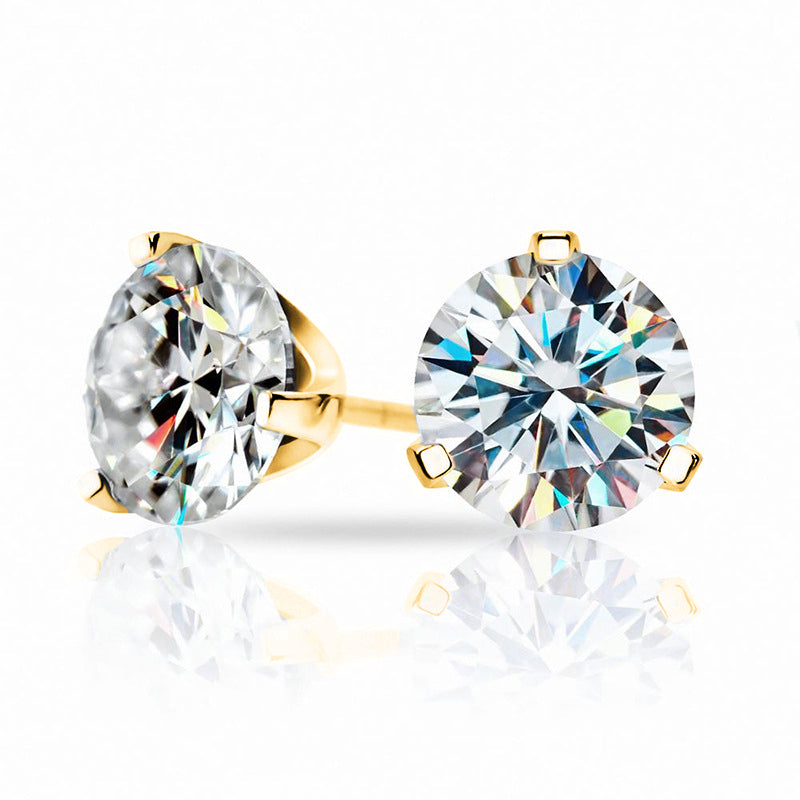Classic Three-Prong Moissanite Stud Earrings-VOOGME