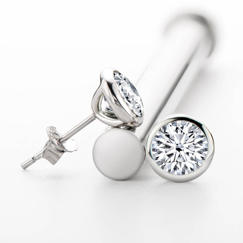 Bubble Bezel Setting Moissanite Stud Earrings-VOOGME