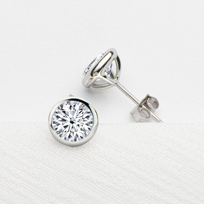 Bubble Bezel Setting Moissanite Stud Earrings-VOOGME