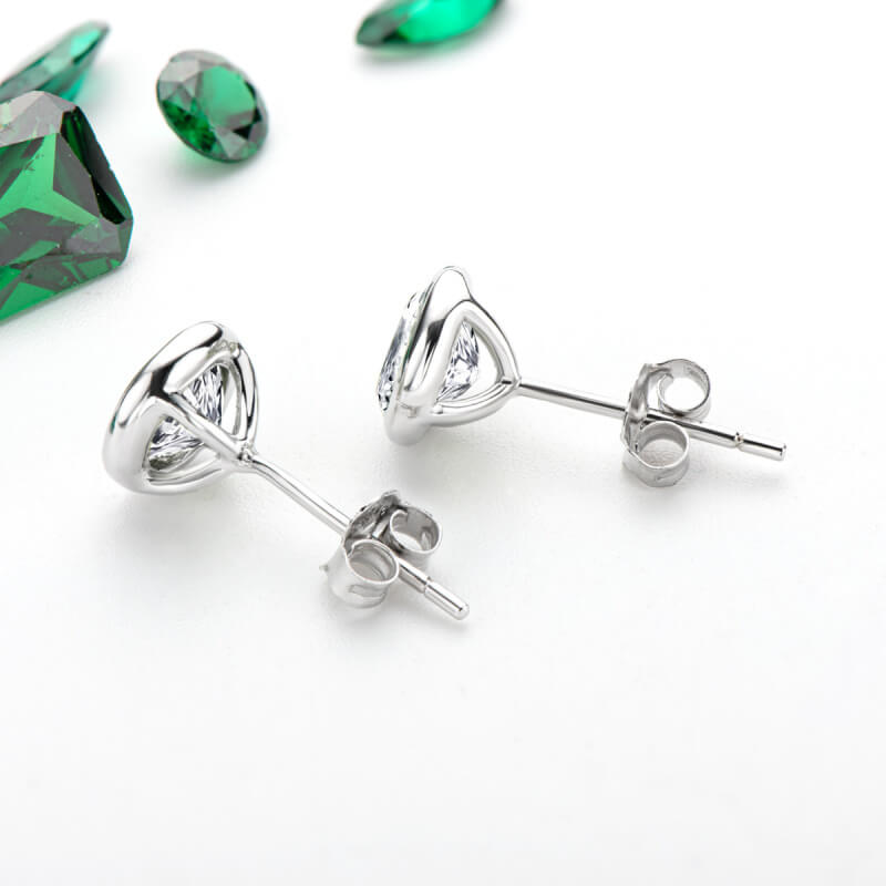 Bubble Bezel Setting Moissanite Stud Earrings-VOOGME