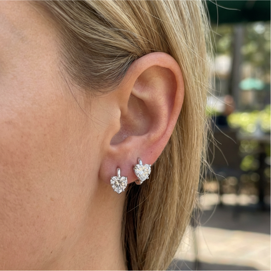 Heart Moissanite Hoop Earrings
