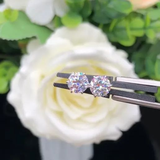 Six Prong Screw Back Moissanite Earrings-VOOGME