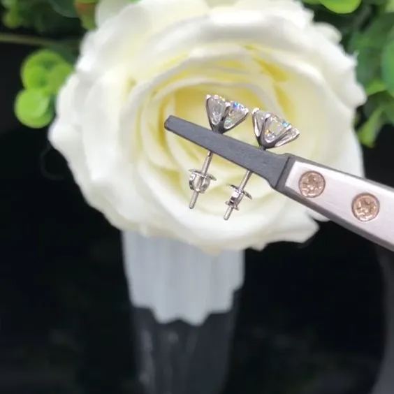 Six Prong Screw Back Moissanite Earrings-VOOGME