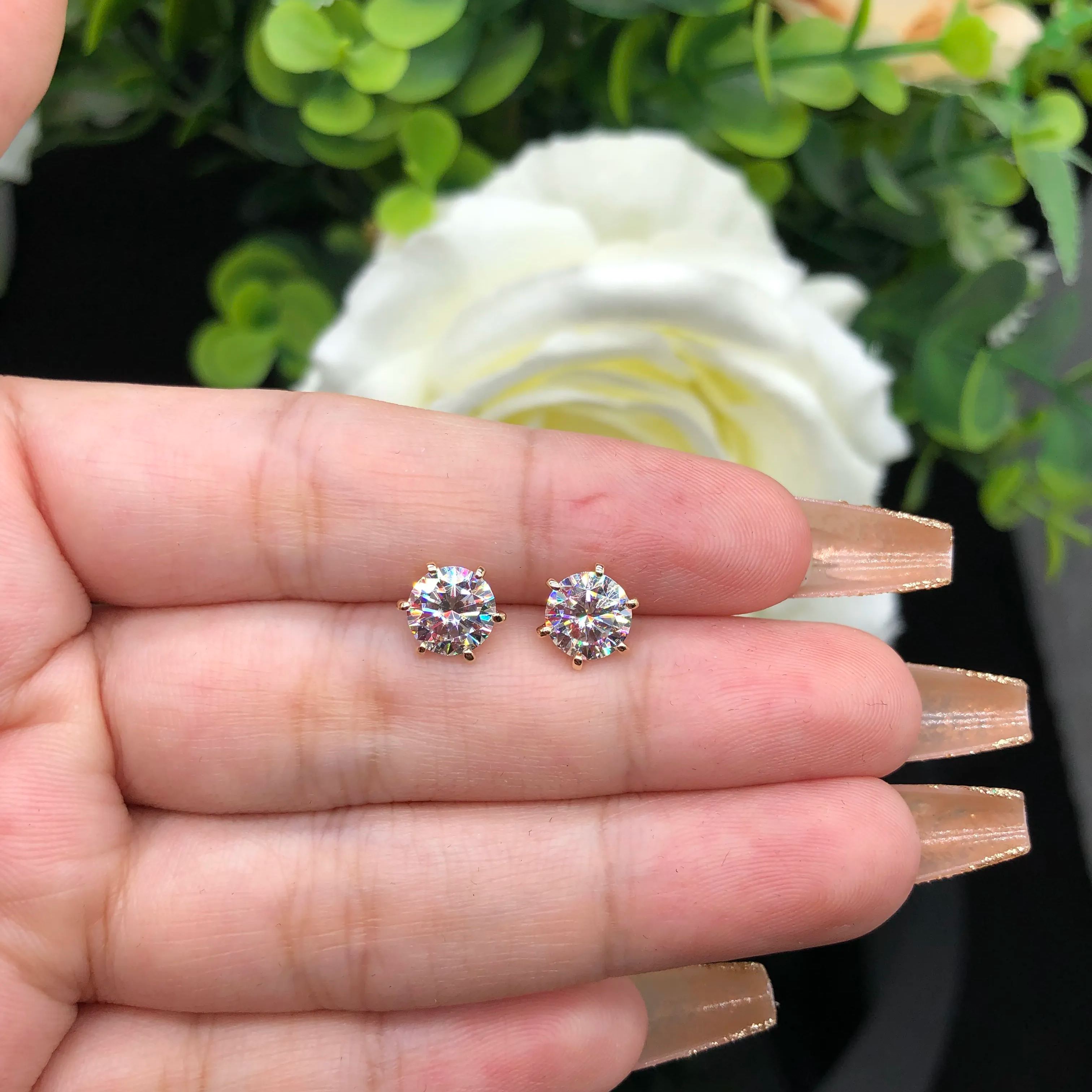 Six Prong Screw Back Moissanite Earrings-VOOGME