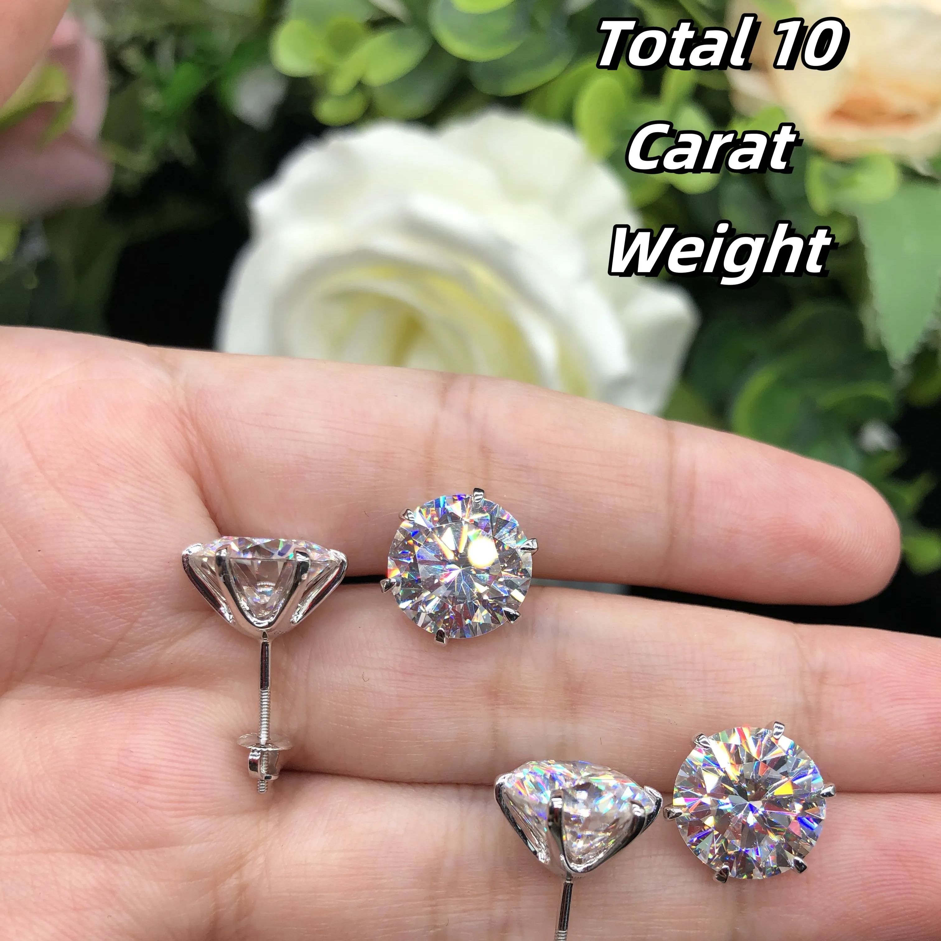 Six Prong Screw Back Moissanite Earrings-VOOGME