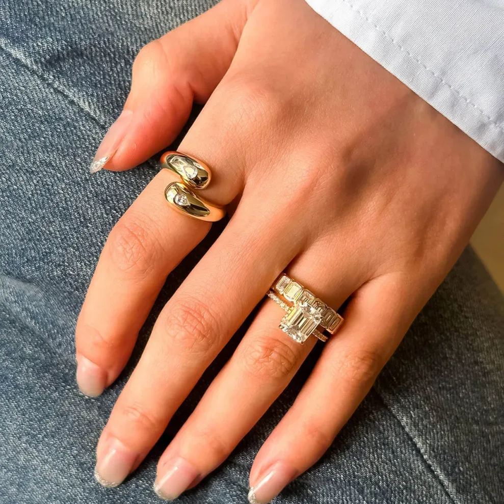 Chunky Pear Moissanite Ring