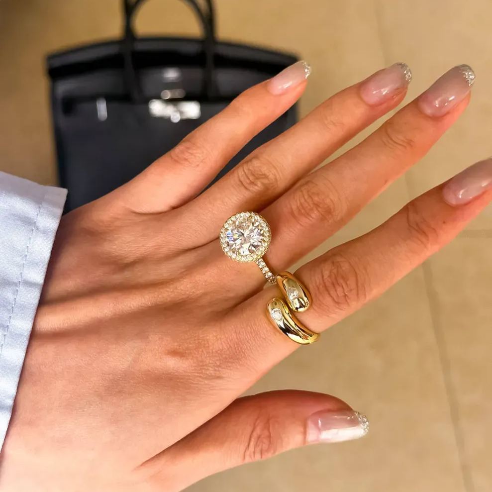 Chunky Pear Moissanite Ring