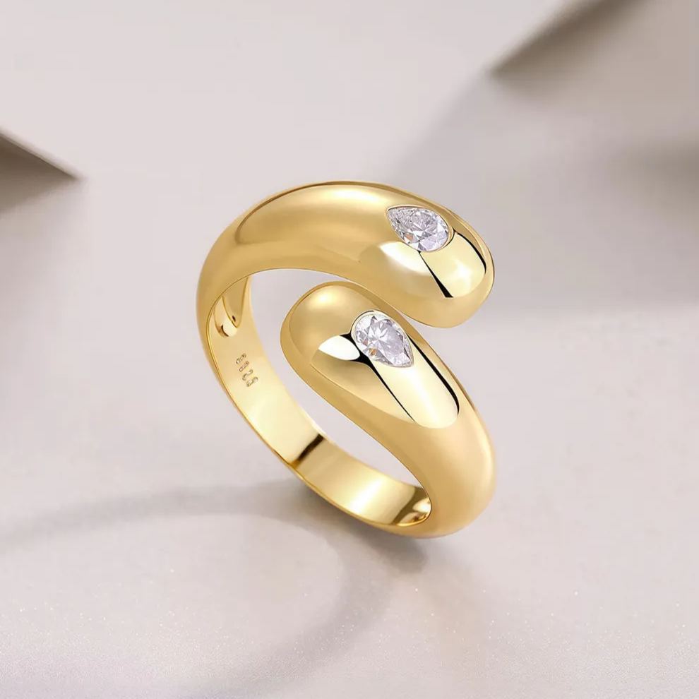 Chunky Pear Moissanite Ring