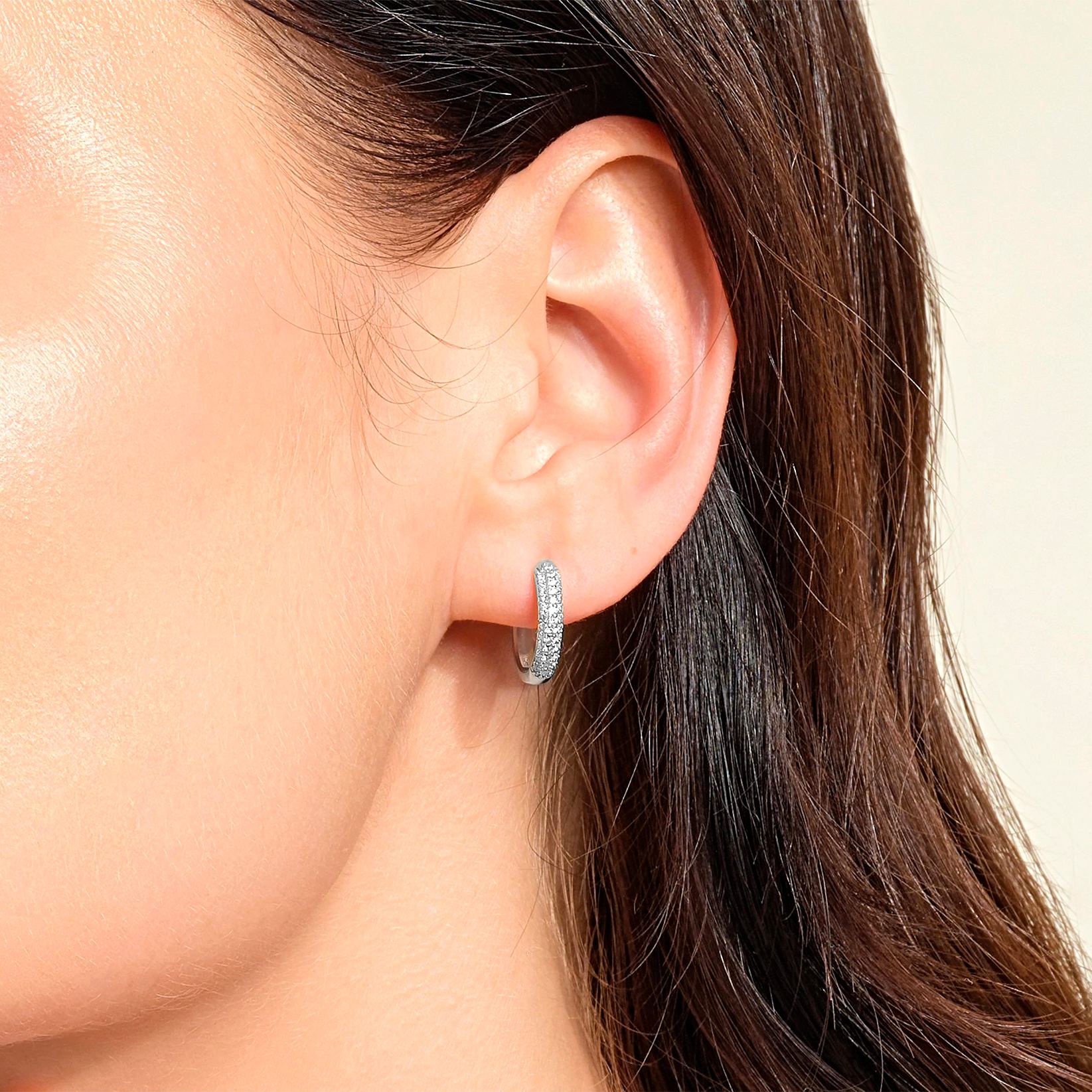 Three-Row Moissanite Hoop Earrings